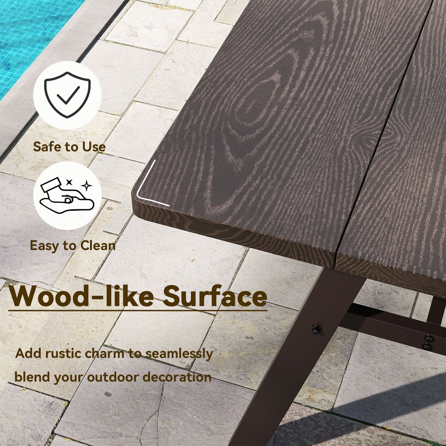 3-Person Outdoor Bench Set, 800 LBS Capacity, Dark Brown Patio Dining Chairs at Gallery Canada