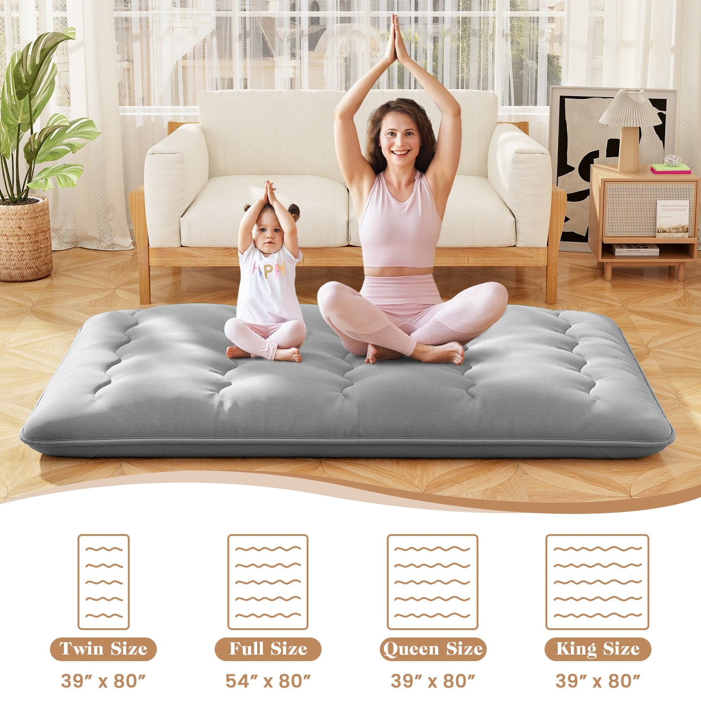 Full Size Futon Mattress, Washable Cover, Carry Bag, Gray Mattresses at Gallery Canada