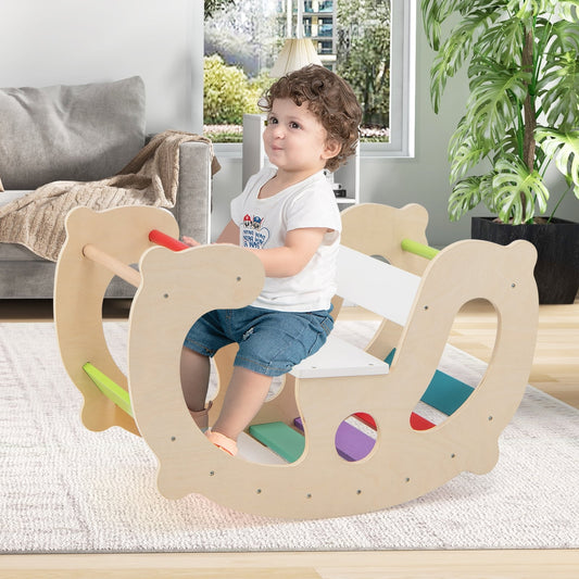 2-in-1 Rocking Horse Arch, Montessori Climbing Toys, Multicolor Climbers & Slides Multicolor at Gallery Canada