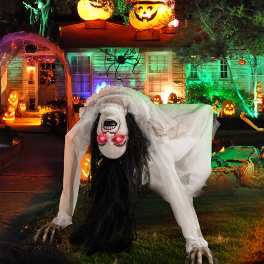 Halloween Animatronic Crawling Woman Ghost, LED Eyes, Vocally Triggered, Multicolor Halloween Multicolor at Gallery Canada