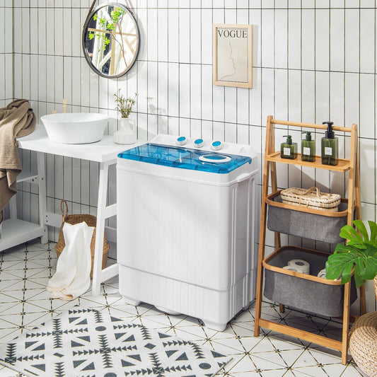 Portable Semi-Automatic Twin Tub Washing Machine, 26lbs, Blue Washing Machines Blue at Gallery Canada