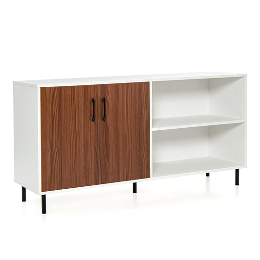 Modern Buffet Sideboard, Walnut, 2 Doors, Open Compartments Sideboards Cabinets & Buffets Walnut at Gallery Canada