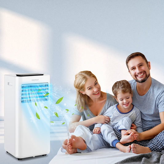 8000 BTU Portable Air Conditioner, Fan Dehumidifier, Sleep Mode, White Portable Air Conditioners White at Gallery Canada