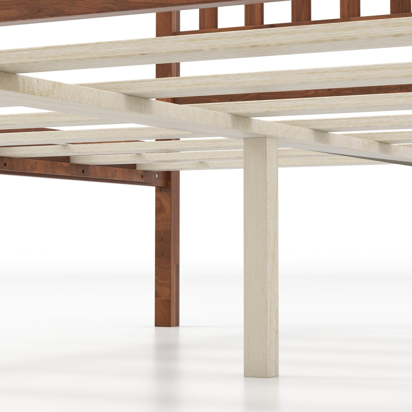 Full Size Wood Bed Frame With Headboard, Slat Support, Walnut Simple Bed Frame at Gallery Canada