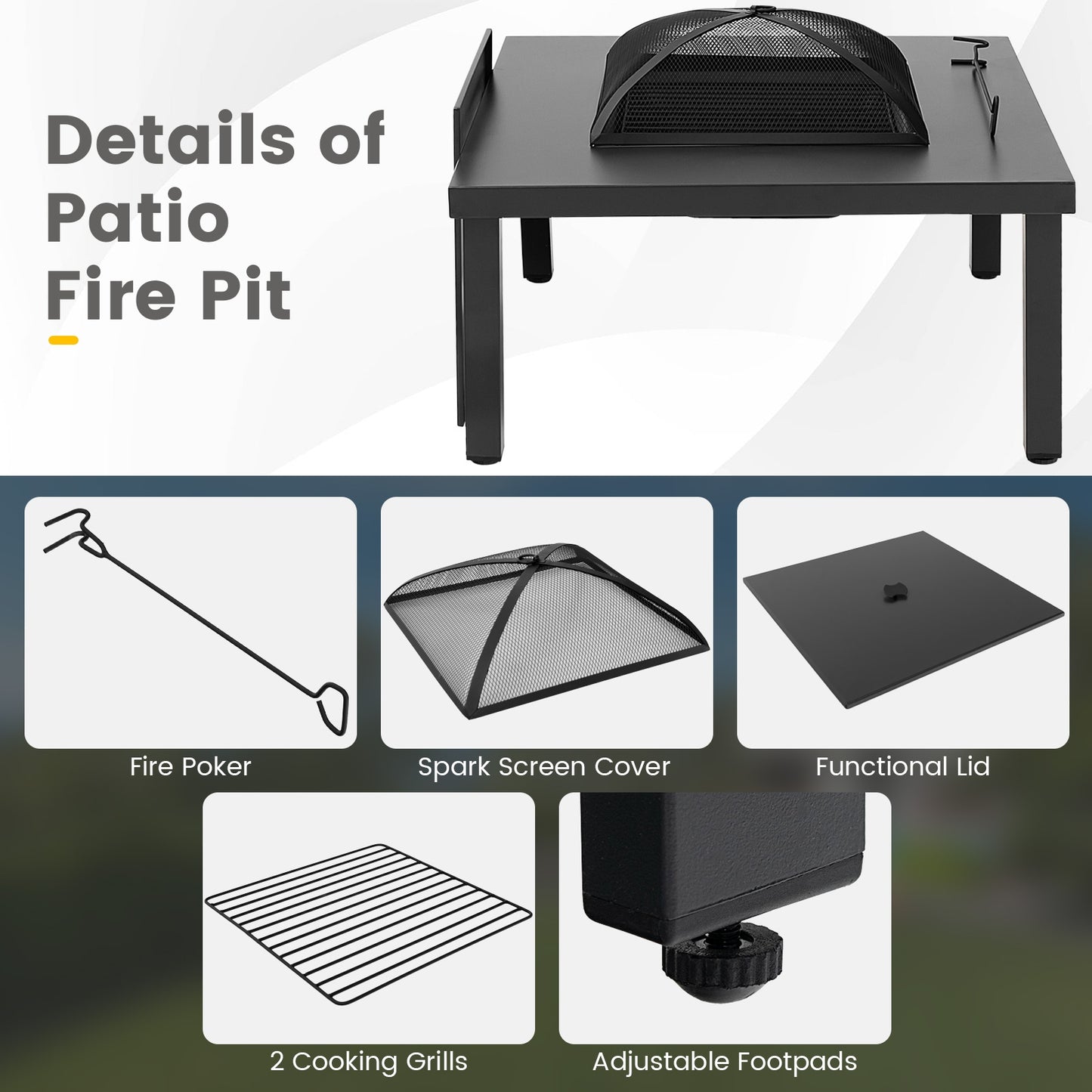 5 Piece Patio Rocking Chairs, 4-in-1 Fire Pit Table, Brown Patio Conversation Sets at Gallery Canada