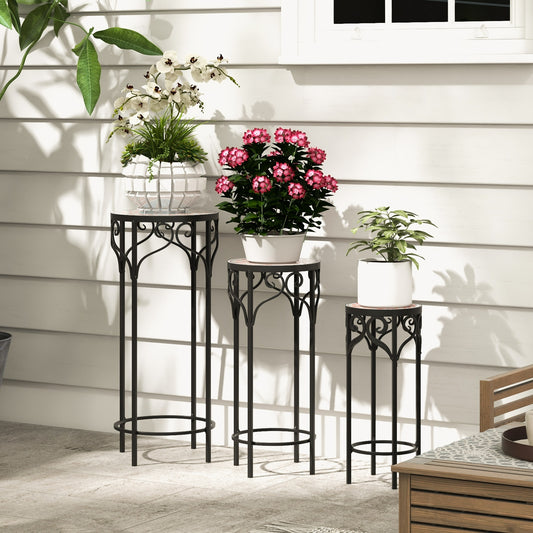 Decorative Flower Display Holder with Ceramic Top for Patio, Black Plant Stands Black at Gallery Canada