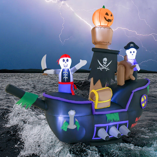7 Feet Halloween Inflatable Pirate Ship, LED Lights, Multicolor Halloween Multicolor at Gallery Canada