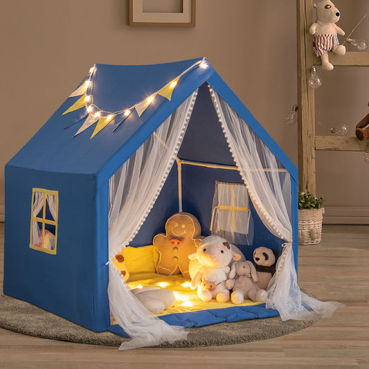 48 x 42 x 50 Inch Large Play Tent, Washable Cotton Mat, Blue Play Tents & Playhouse Blue at Gallery Canada