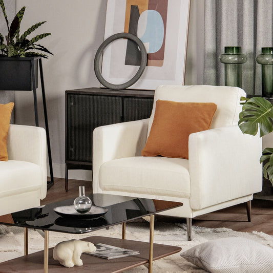 Modern Upholstered Accent Chair, White Sofas & Loveseats White at Gallery Canada