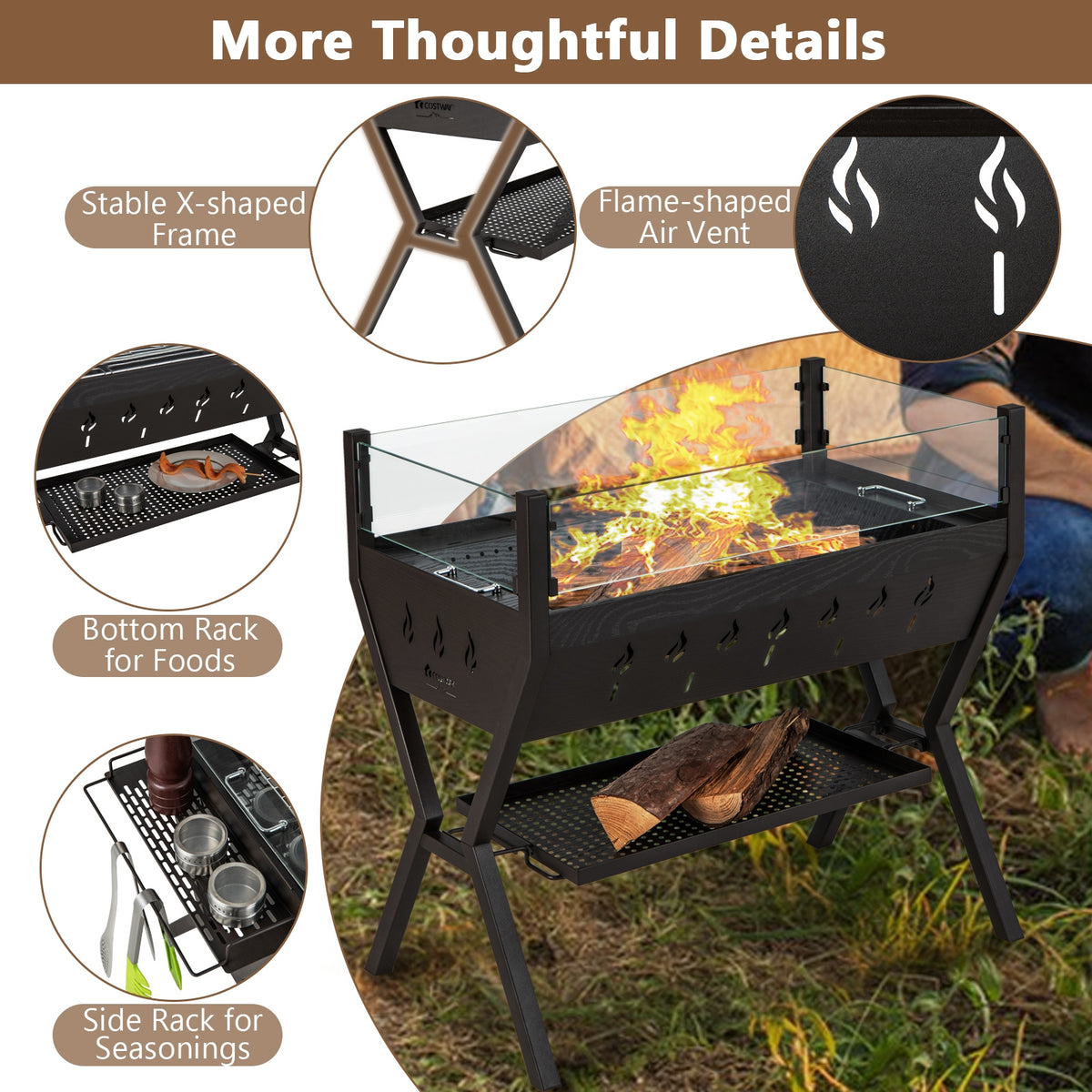 BBQ Grill, Wind Guard, Seasoning Racks, Charcoal Outdoor Grills at Gallery Canada