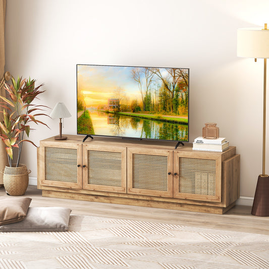Farmhouse TV Stand For 75 Inch TVs, 2 Cabinets, Oak Entertainment Centers & TV Stands Oak at Gallery Canada