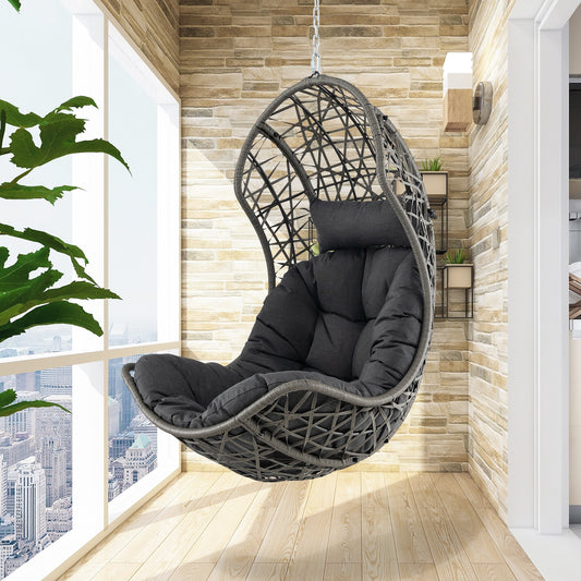 Hanging Egg Chair, PE Rattan Swing Hammock, Gray Hammocks Gray at Gallery Canada