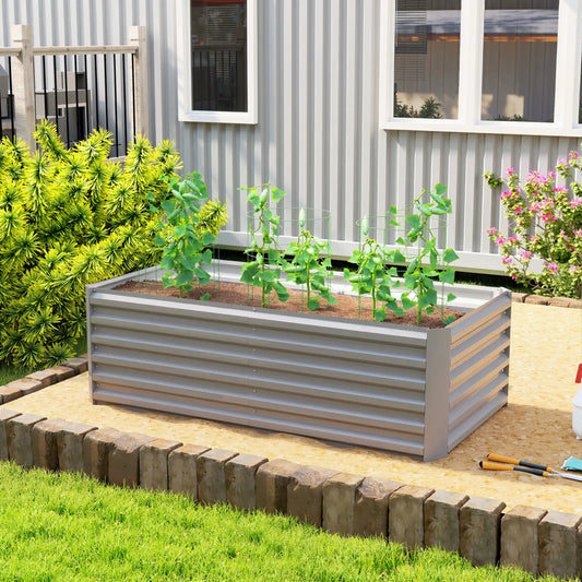6' x 3' x 2' Raised Garden Bed, Galvanized Planter Box, Light Grey