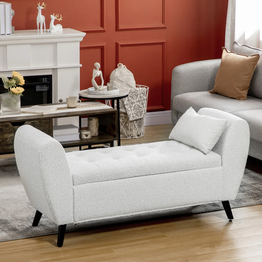 Upholstered Storage Bench with Arms, Cream White, Cream White Storage Ottomans & Benches Cream at Gallery Canada