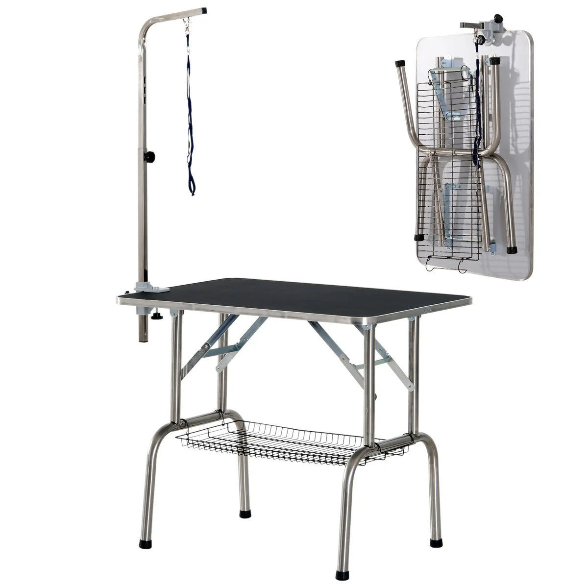 36-Inch Dog Grooming Table, Stainless Steel, Adjustable Arm, Basket Dog Grooming Tables at Gallery Canada