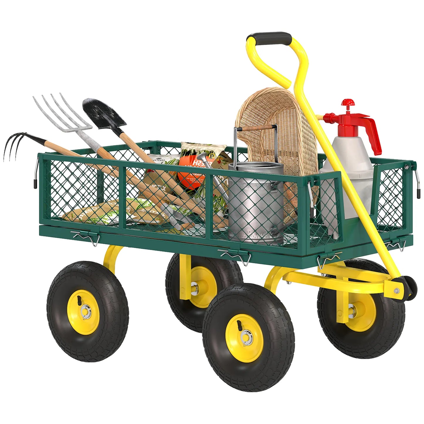 Garden Utility Wagon Cart, Removable Sides, 10" Wheels, Green Folding Garden Carts at Gallery Canada