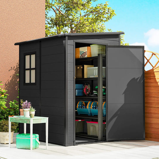 4'x5' Dark Grey Garden Storage Shed, Lockable Tool House, Dark Grey Sheds Dark Grey at Gallery Canada
