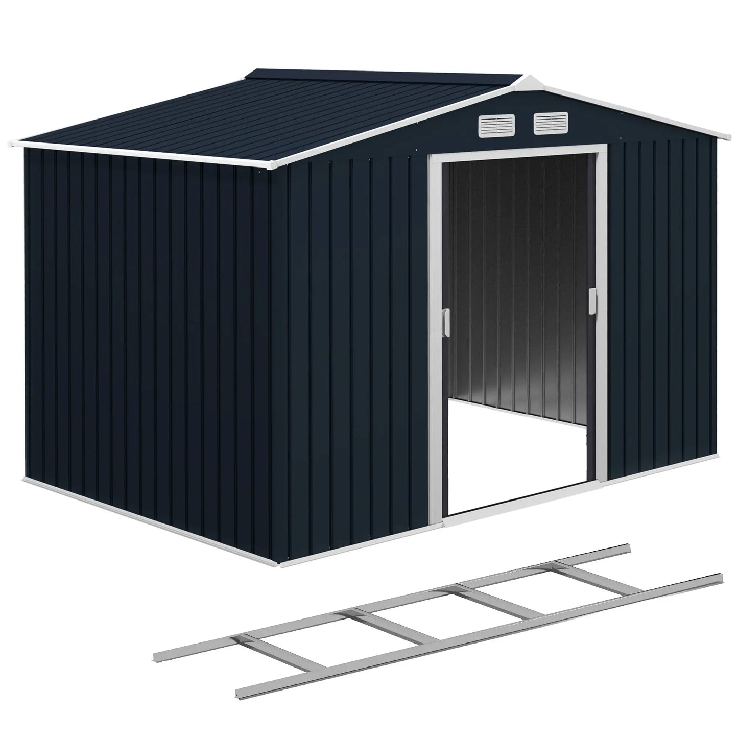 7'x4' Metal Patio Storage Shed, Garden Tool Utility Unit, Black Sheds at Gallery Canada