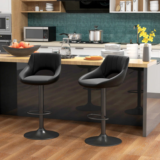 Swivel Bar Stools Set of 2, Faux Leather, Counter Height, Round Metal Base Bar Stools Black at Gallery Canada