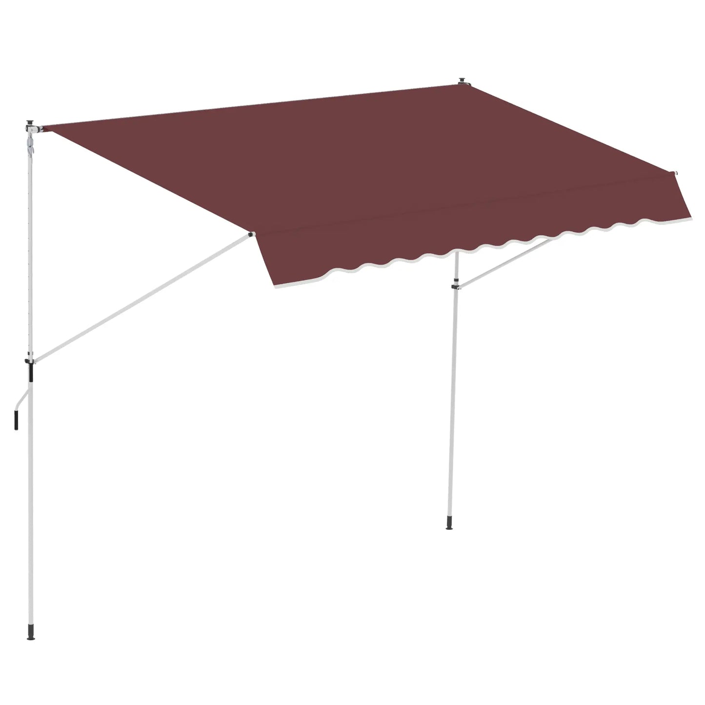 10x5ft Retractable Sun Shade Canopy, 5.6-9.2ft Pole, Wine Red Patio Awnings at Gallery Canada