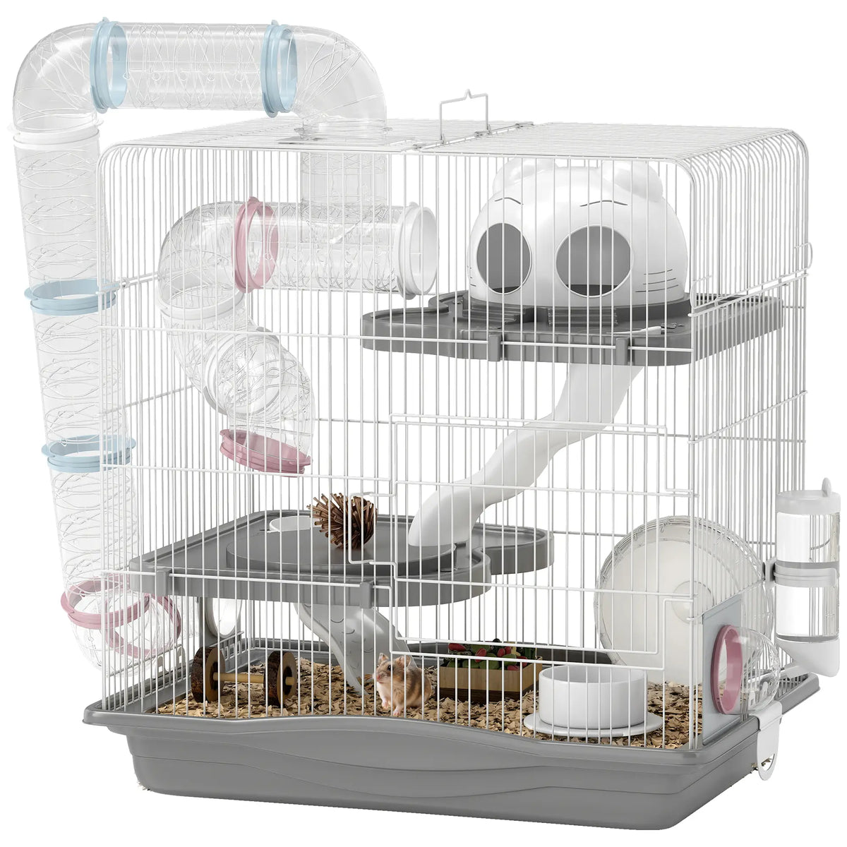 3-Tier Hamster Cage With Exercise Wheels, Grey Hamster Cages at Gallery Canada