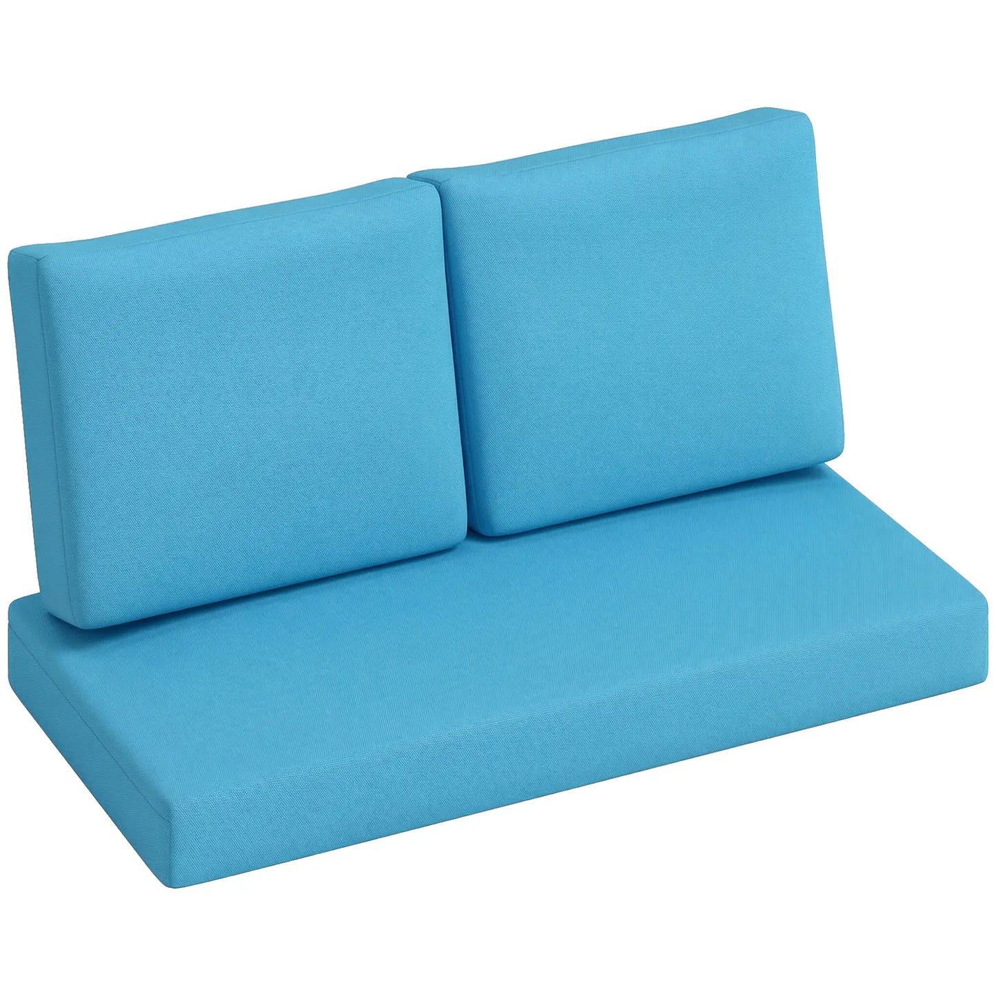 2 Seater 5" Thick Outdoor Seat Cushions, 7" Backrest, Turquoise Patio Chair Cushions at Gallery Canada