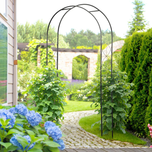 Vintage Garden Arch, 7.5FT Outdoor Metal Trellis, Black Garden Arches Matte Black at Gallery Canada
