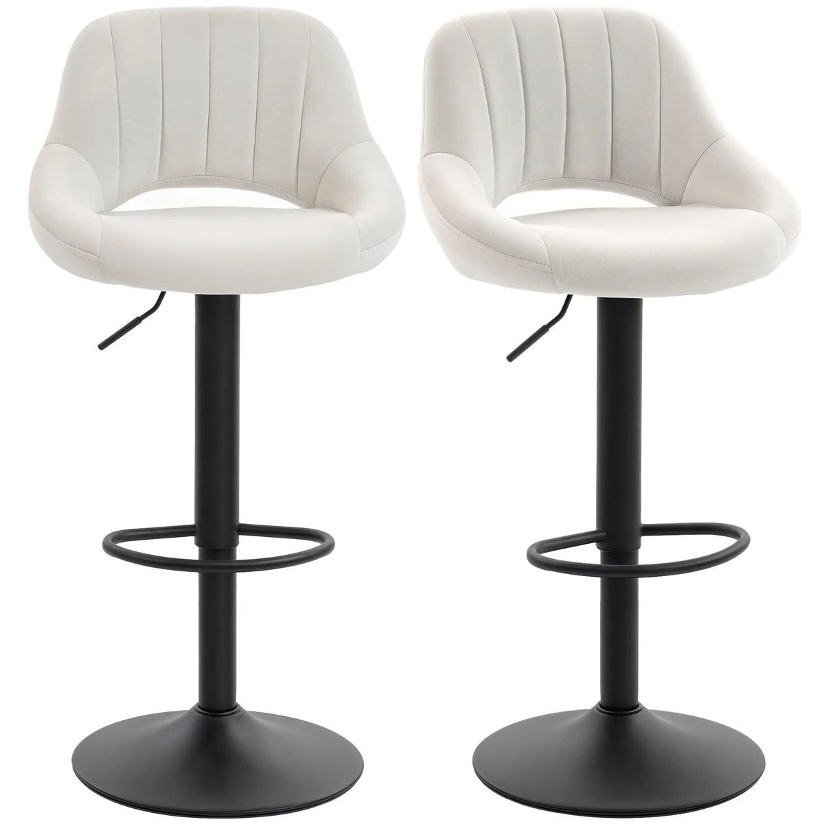 Swivel Bar Stools Set of 2, Adjustable Height, Plush Upholstered, Cream Bar Stools at Gallery Canada