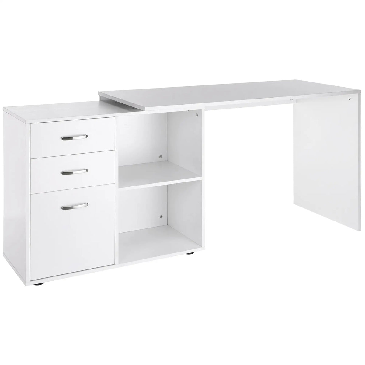 L-Shaped Corner Desk With Storage Shelf, Drawer, White Computer Desks at Gallery Canada