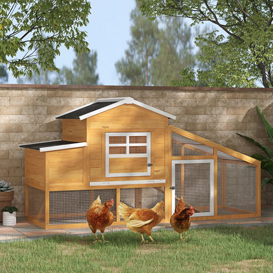 79" Wooden Chicken Coop, Outdoor Hen House, With Removable Tray, Brown Chicken Coops Black & Brown at Gallery Canada