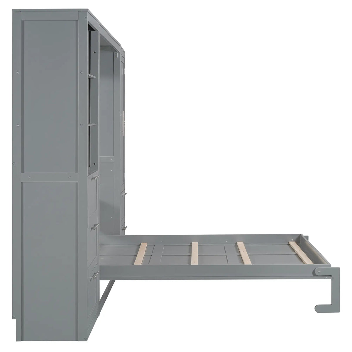 Murphy Bed with Closet, Drawers, Shelves, 120" L x 20" W x 88.5" H, Grey Bed Frames at Gallery Canada
