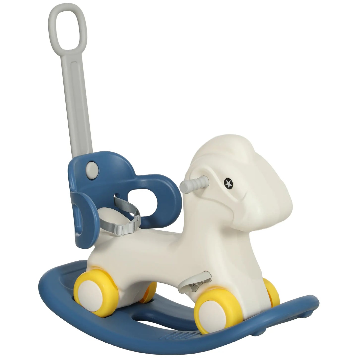 Kids Rocking Horse, Detachable Balance Board, Push Handle, Blue Rocking Horses at Gallery Canada