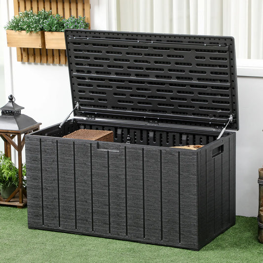 81 Gallon Garden Storage Box, Waterproof Double Wall, Black