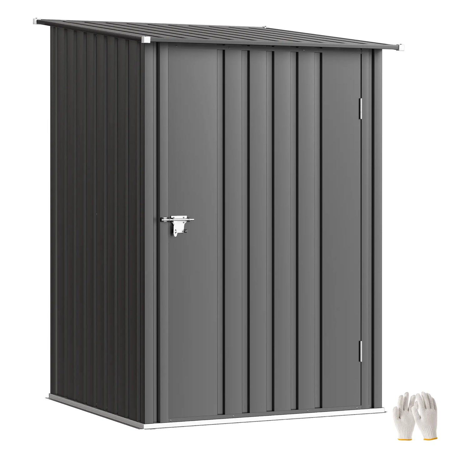 3.3' x 3.4' Lean-To Storage Shed, Galvanized Steel, Lockable Door, Dark Gray Sheds at Gallery Canada