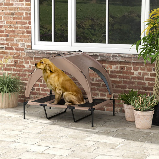 Raised Dog Bed, Cooling Cot with Canopy, Washable Mesh, Large, Coffee Elevated Dog Beds Coffee at Gallery Canada