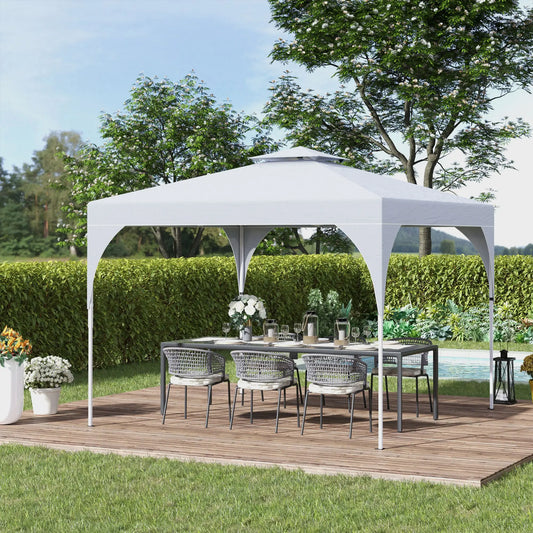10'x10' Pop Up Canopy, Easy Set Up Party Tent, 2 Tier Vented Roof, Carrying Bag, White Pop Up Canopies White at Gallery Canada