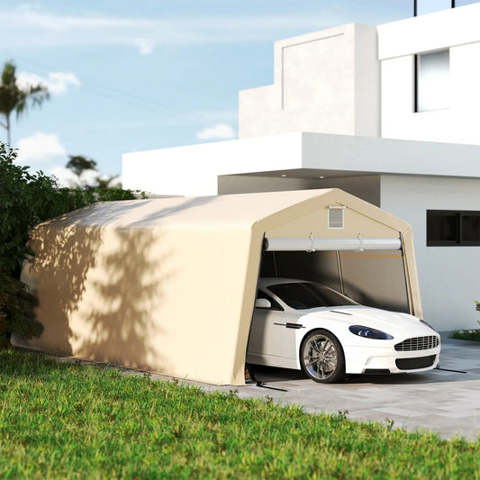 11' x 20' Portable Garage, Heavy Duty Carport Canopy, Khaki Car Shelters Khaki at Gallery Canada