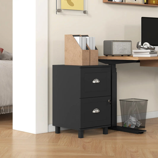 2-Drawer Small Filing Cabinet, Lockable, Adjustable Hanging Bars, Black Office Cabinets & Cupboards Black at Gallery Canada