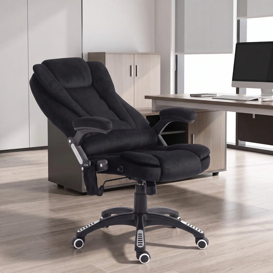 6 Point Vibrating Massage Office Chair, High Back, Reclining, Swivel Wheels, Black Massage Chairs Black at Gallery Canada