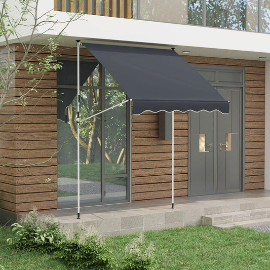 6.6'X5' Retractable Patio Awning, Water Resistant UV Protector, Black