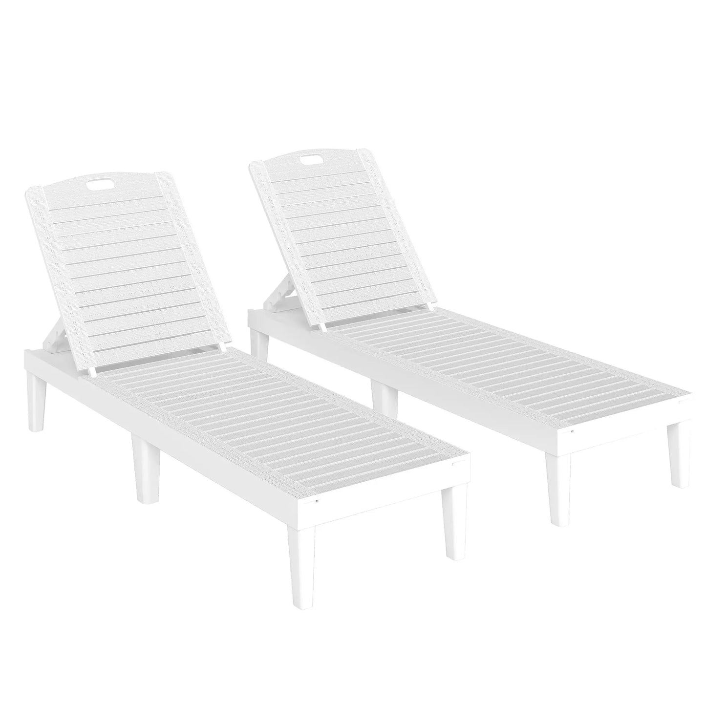 Waterproof Resin Lounge Chairs, Set of 2, 4-Position Adjustable Backrest, White Lounger Chairs at Gallery Canada
