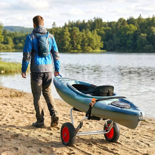 Foldable Kayak Cart, 198LBS Canoe Trolley, 10" No-Flat Wheels, Kayak Carts Silver, Black, Red at Gallery Canada