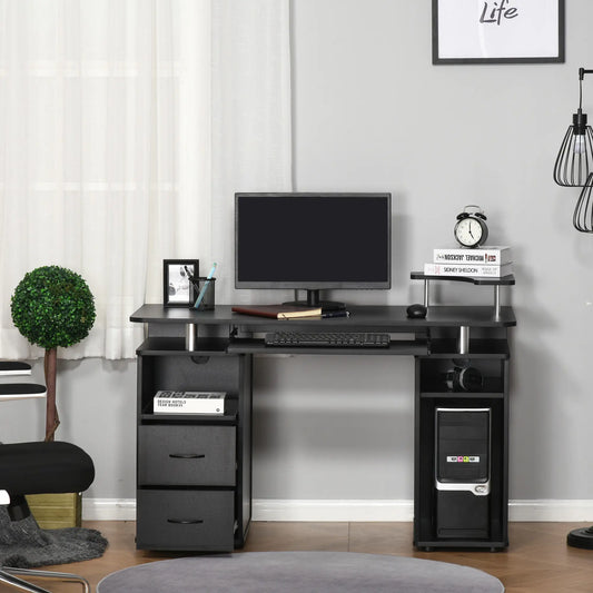 Computer Desk With Keyboard Tray, CPU Stand, Black Computer Desks Black at Gallery Canada