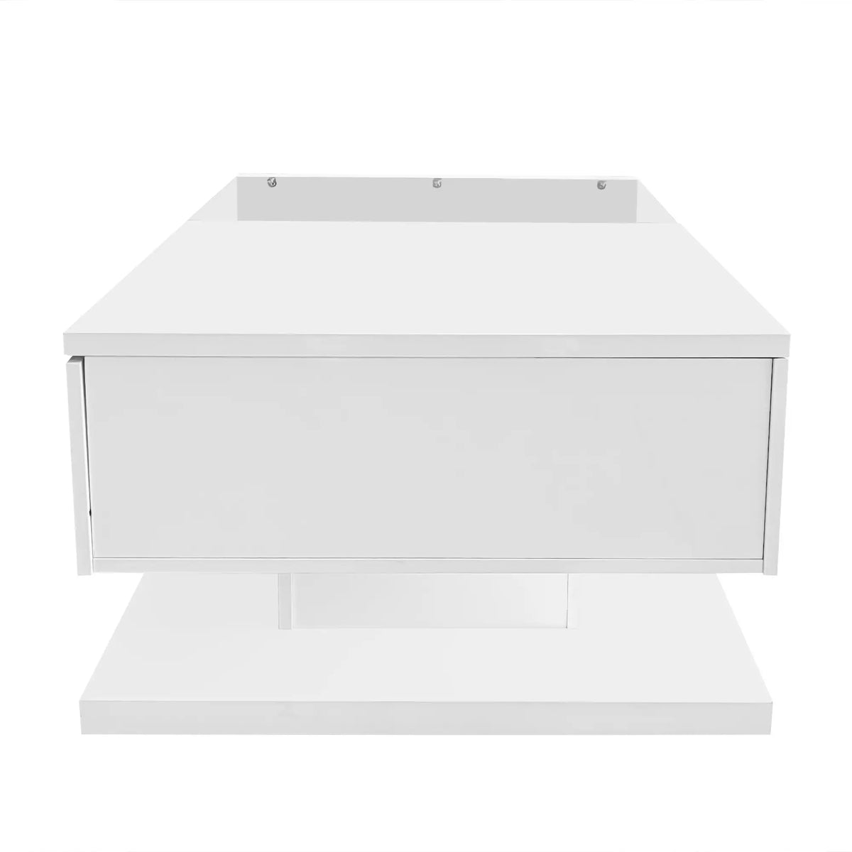 Modern Coffee Table, Glass LED Effect, Storage, 41.5" L x 21.5" W x 12.5" H, White Coffee Tables at Gallery Canada