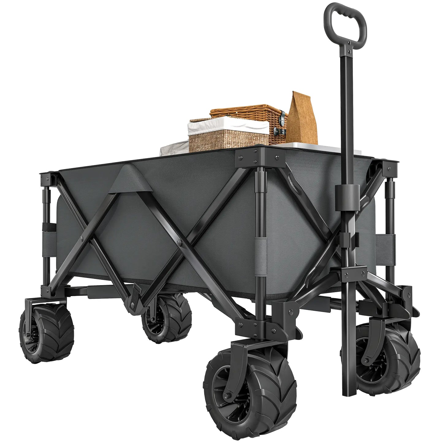 Folding Camping Trailer, Outdoor Pull Along, Anti-Slip Wheel, Dark Grey Bike Cargo Trailers at Gallery Canada