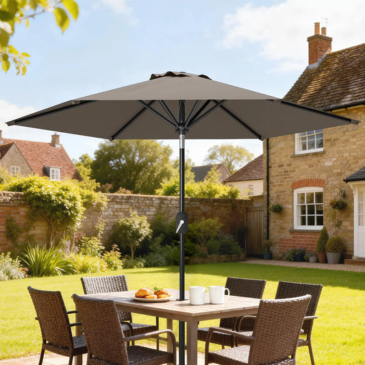 Patio Sun Umbrella, Outdoor Parasol, 6 Ribs, Dark Grey Sun Umbrellas Dark Grey at Gallery Canada