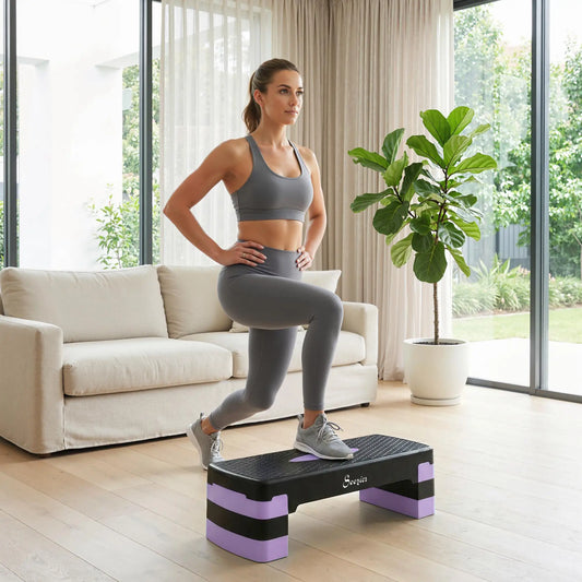 Aerobic Exercise Step Platform, 4"/6"/8" Adjustable Aerobic Stepper with Risers, Workout Stepper for Home Gym, Purple Aerobic Equipment Purple at Gallery Canada