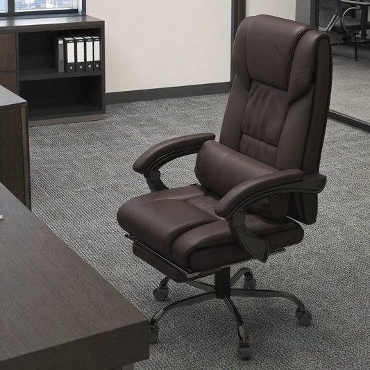 6-Point Vibration Massage Chair, Height Adjustable, Reclining, Brown Executive & Manager Chairs Brown at Gallery Canada