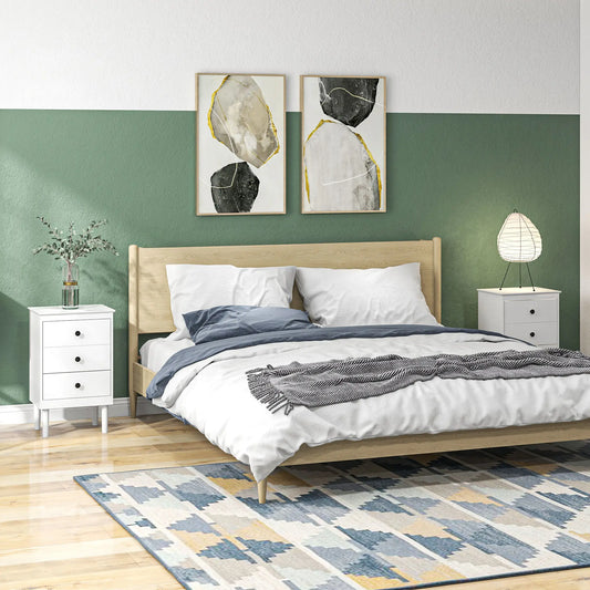 Two 3-Drawer Modern Bedside Tables, White Bedside Tables White at Gallery Canada