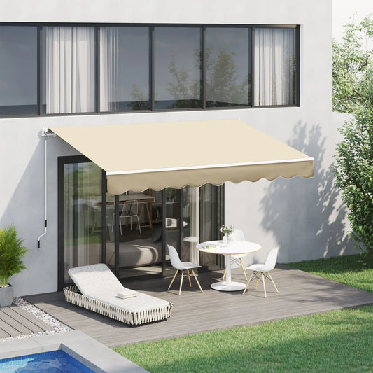 10' x 8' Retractable Awning, Sun Shade Canopy, Aluminum Frame, UV Protection, Beige